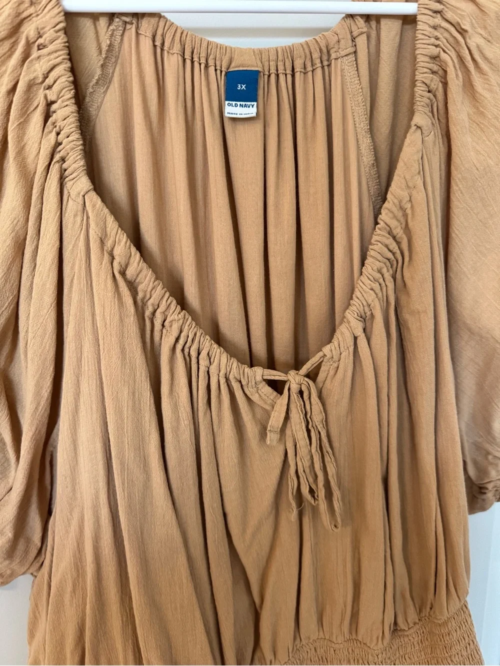 Old Navy Smocked Waist Mini Dress in Camel